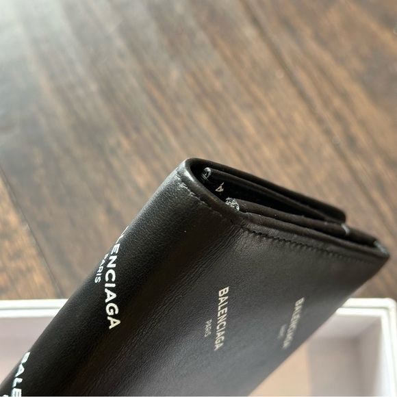 Balenciaga black logo print folding leather wallet - Picture 3 of 12